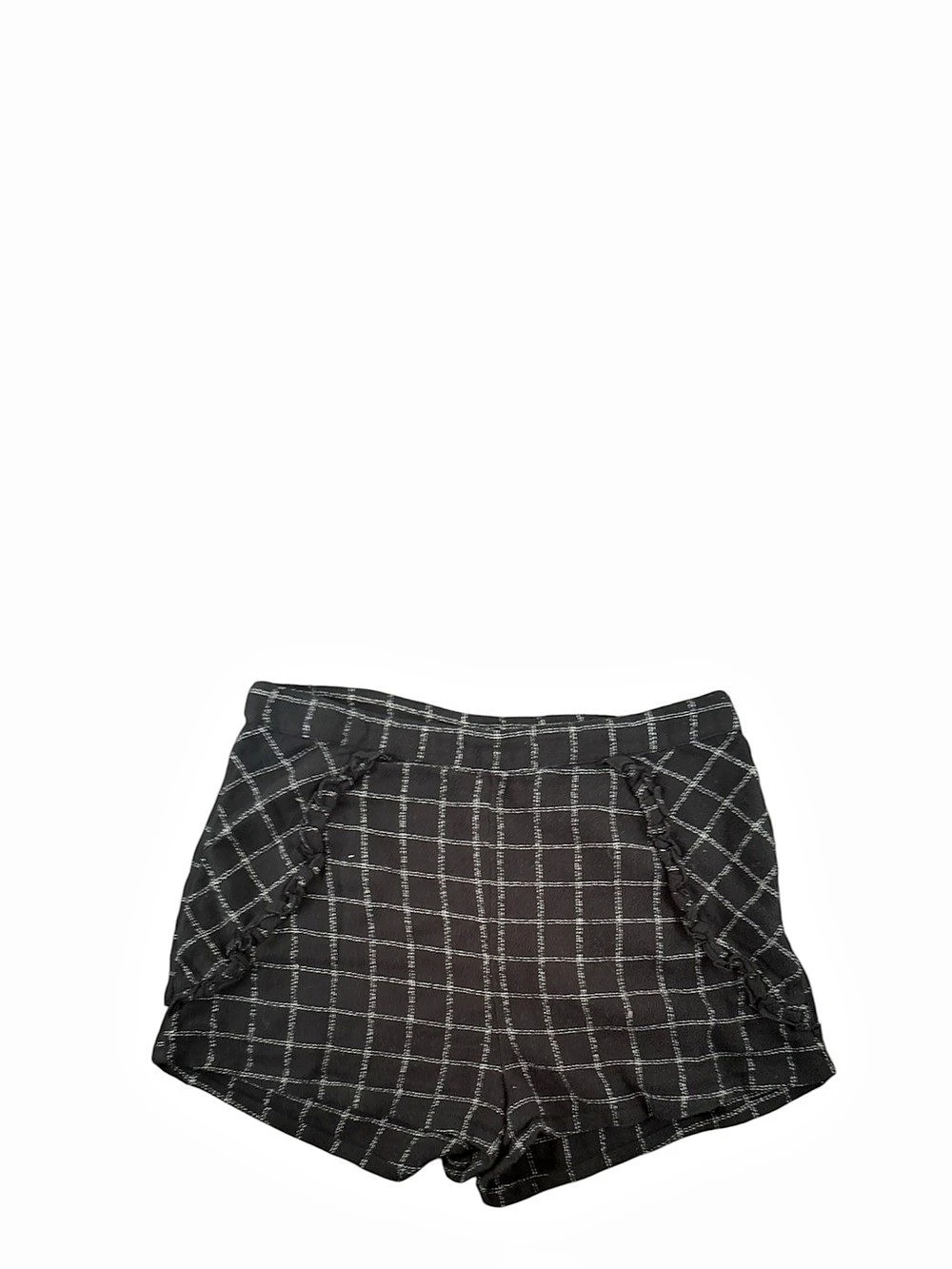 Free People High Waist Checkered Cotton Shorts in Black & White